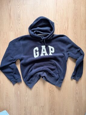 GAP Navy Blue Fleece Hoodie with White Logo